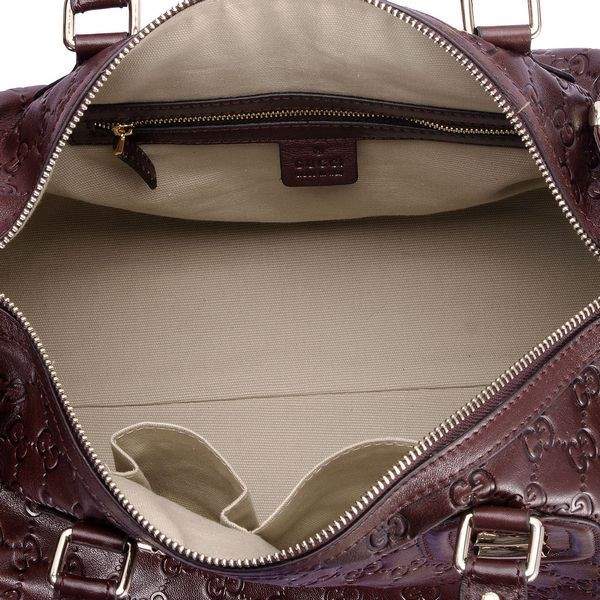 1:1 Gucci 241097 Techno Tag Medium Boston Bags-Coffee Leather